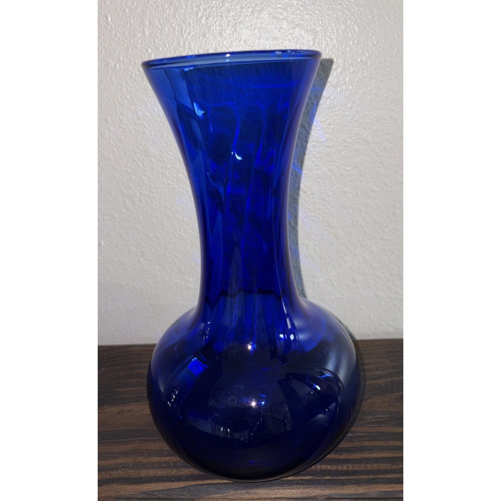 Indiana Glass Vase Illusions Swirl Ribbed Royal or Cobalt Blue in Color 8" T